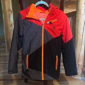 Spyder Kids' Vibrant Orange and Black Ski Jacket